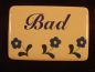 Preview: Emailleschild/Türschild zum Kleben mit Blümchen "Bad" 6 x 4 cm.