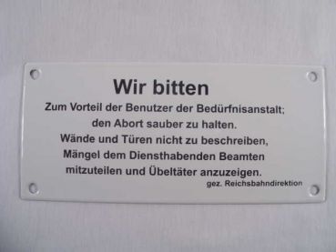 Wir bitten... Abort sauber zu halten...Emaille Email Blech Schild