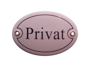 Privat Türschild oval w/schw. Emaille Email Blech Schild