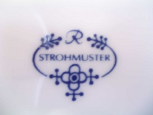 Butterdose indischblau Strohmuster Porzellan