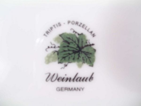 Platte oval 23 cm Triptis Porzellan Weinlaub Goldrand