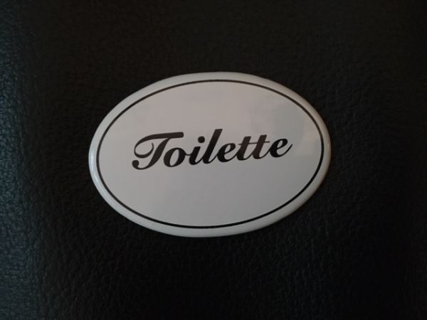 Emailleschild/Türschild zum Kleben  "Toilette" 6 x 4 cm.