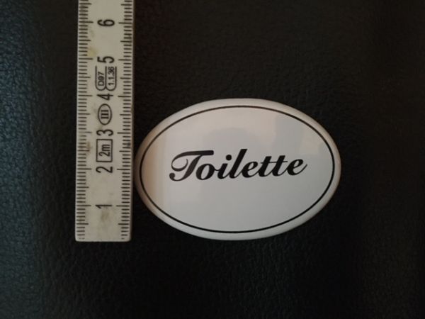 Emailleschild/Türschild zum Kleben  "Toilette" 6 x 4 cm.